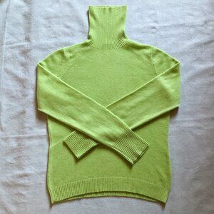NWOT Vintage J Crew Women's Cashmere T-Neck Sweater, Heathered Apple Green, Sz M